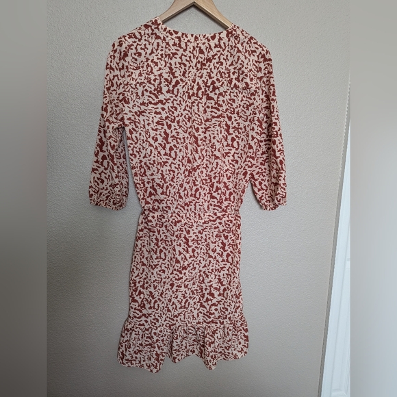 CAbi Sienna Ruffle‎ Trim Dress #5406 Rust Leopard Abstract Print  Small - Picture 3 of 9